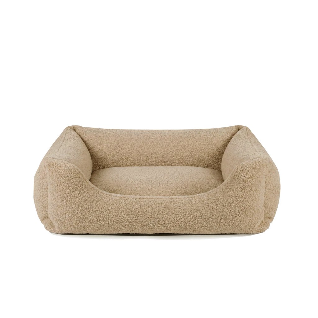 Panier orthopédique chien en bouclette, détail du tissu bouclé