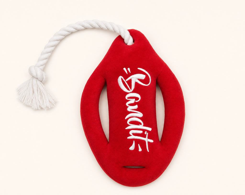 Peluche bouée rouge de 38 cm pour chien, avec corde tressée blanche