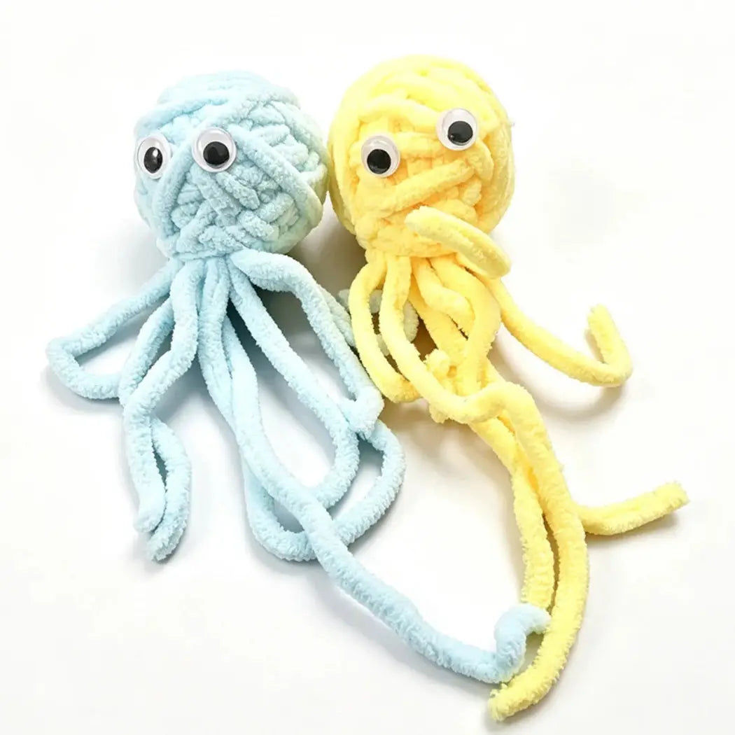 Peluches poulpe pour chat bleu et jaune