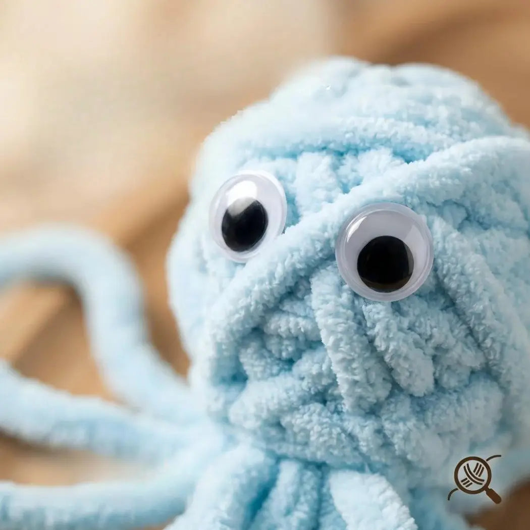 Détail de la peluche poulpe bleue pour chat